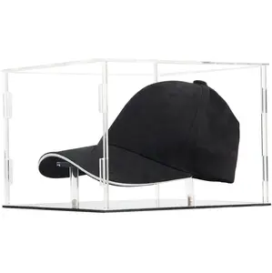 Clear Acrylic Hat Display Case Baseball Football Cop Display Stand Holder Box Square UV Protection Cabinet Protection Storage