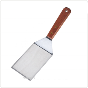 Commercio all'ingrosso liscio in acciaio inox barbecue strumenti antiscivolo maniglia di legno <span class=keywords><strong>hamburger</strong></span> turner spatola - Product Image 2