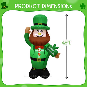 Décoration gonflable extérieure de 1,20 m pour la Saint-Patrick : Leprechaun gonflable avec chapeau vert pour fête, jardin et pelouse - Product Image 2