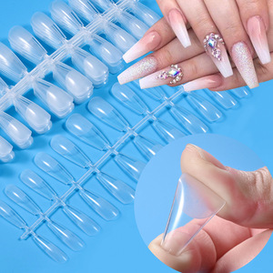 Directo de Fábrica, 120 Uñas Postizas de Cobertura Total, Semi-Mate, Gel Acrílico Suave, Diseño Francés Almendrado, con Pegamento - Product Image 2