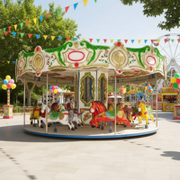 Manège portable pour parcs d'attractions extérieurs et intérieurs, carrousel de chevaux sur remorque à vendre