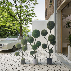 Fleurs et plantes décoratives saisonnières d'extérieur, arbres en boule, bonsaï artificiel en boule, buis vert utilisé pour décorer le jardin et la pièce - Product Image 5