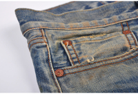Lotfeel Haute Qualité Vintage Denim Marque Nom Designer Détruit Jeans Pantalon Hommes Stretch Selvedge Denim Jeans