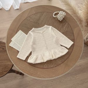 Cardigan en coton à col rond pour fille, coupe évasée, tricoté, pour bébé, <span class=keywords><strong>printemps</strong></span>-automne - Product Image 3