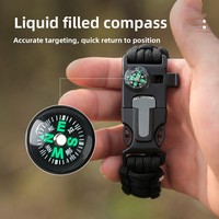 Bracelet de survie en paracorde tressé à sept brins avec sifflet, allume-feu et grande boussole pour équipement