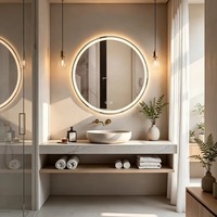 Espejo de Baño Moderno Inteligente con LED, IP44, Marco de Aleación de Aluminio, Antivaho, Ajustable de 3000K-6000K, Espejo Retroiluminado de Pared para Uso en Hoteles