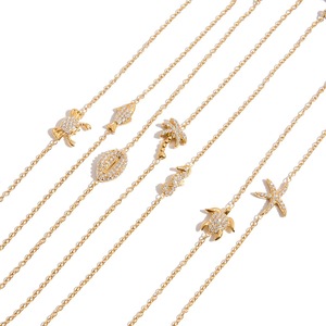 Ensemble de colliers pendentifs sur le thème de l'océan, en acier inoxydable, couleur or, avec breloques animales en zircon, pour un usage quotidien, cadeau, bijoux - Product Image 5