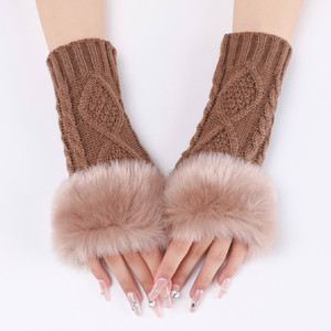 Gants d'hiver en coton/élasthanne jacquard respirants <span class=keywords><strong>Diamond</strong></span> Opera Mao Mao pour femmes, manches artificielles tricotées, chauds pour le ski et le quotidien, protège-poignets et bras - Product Image 4