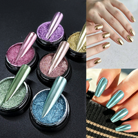 Poudre effet miroir magique (finition électroplaquée) – Pigment pour ongles effet chrome/titane – Poudre effet miroir pour salon
