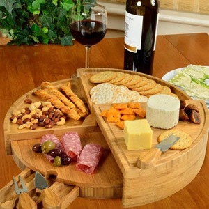 Bamboo Rotatable Cheese <b>Tray</b> With Compartment For <b>Snacks</b> And Desserts Household Serving <b>Tray</b> - Product Image 3