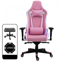 Chaise de jeu Silla, chaise de jeu de course avec massage, chaise de jeu pour ordinateur PC, vente chaude, aluminium moderne, cuir PU rose, une seule pièce