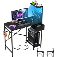 Bureau de jeu avec cadre métallique renforcé, stable, anti-basculement, bureau d'ordinateur d'angle multifonctionnel, 47 x 24 pouces