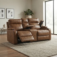 Fauteuil inclinable fonctionnel avec table basse en cuir véritable gris ensemble de canapé 3 places populaire