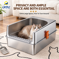 Bac à litière pour chat en acier inoxydable et accessoires, fermé, grande capacité, facile à nettoyer, écologique, qualité supérieure
