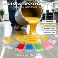 Peinture époxy pour sols en sable coloré, surface brillante sans joint, texture de particules de sable fin, effet autonivelant