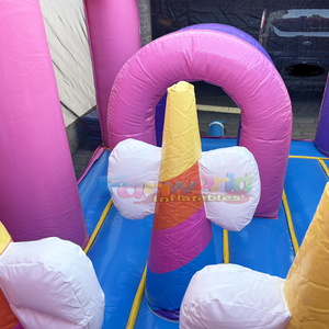 Castillo inflable comercial con tobogán, diseño de unicornio, para fiestas infantiles. - Product Image 5
