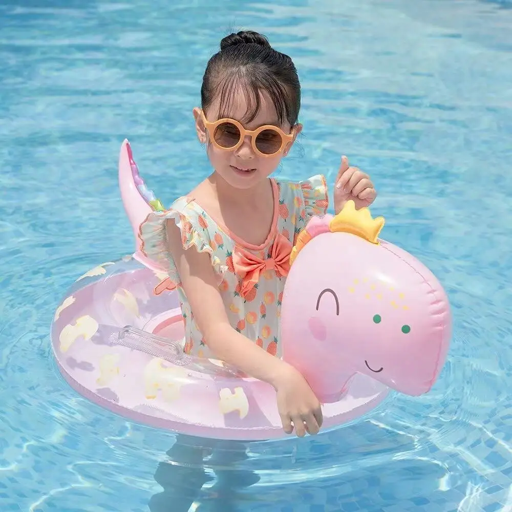 Thiết kế mới khủng long bé inflatable bơi vòng Float vòng với Ghế trẻ em Inflatable khủng long hồ bơi Float đi-on