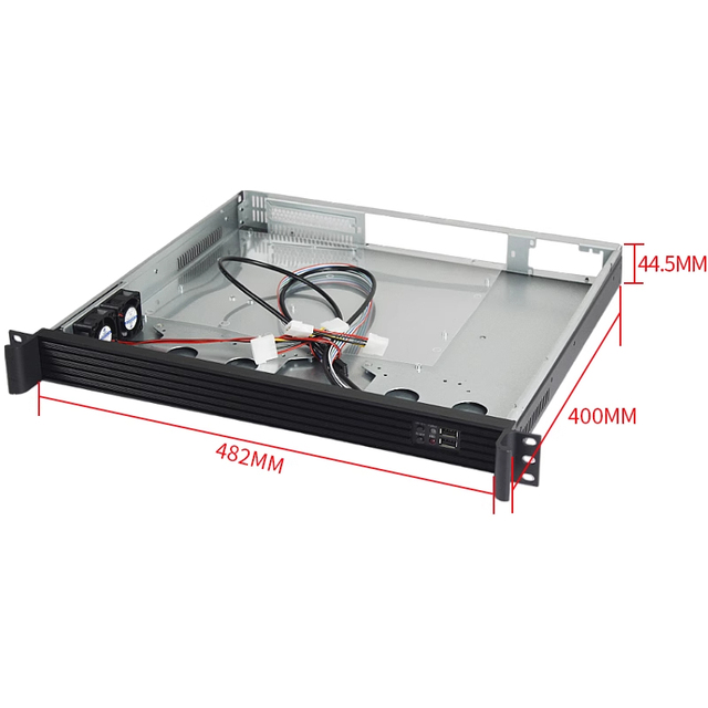 1U Aluminum Panel Server Case with Logo Rackmount Compatible for ATX Mainboard Rack Mounted Chassis