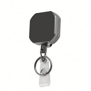 Heavy Duty Retractable Badge Holder Reel Square Metal ID Badge Holder with Belt Clip Camping Key Ring for Name Card Keychain - Product Image 2