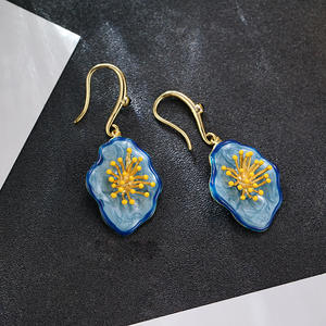 Pendientes, flores, nuevos estambres <span class=keywords><strong>de</strong></span> flores esmaltadas <span class=keywords><strong>de</strong></span> estilo chino, pendientes retro, diseño <span class=keywords><strong>de</strong></span> nicho, pendientes estilo corte, pendientes femeninos - Product Image 4