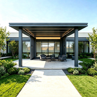 Pergola motorisée en aluminium à lames orientables de qualité résidentielle avec bande lumineuse LED pour terrasse de piscine et jardin