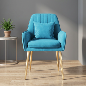 Sillón Mecedora Moderno de Terciopelo con Estructura de Madera y Patas Metálicas, Ideal para Sala de Estar, Apartamento, Comedor, Dormitorio, Hotel, Exteriores y Parques - Product Image 4