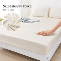 Housse de matelas en velours cristal personnalisée avec logo OEM, épaisse et chaude, drap de lit en peluche, vente en gros transfrontalière