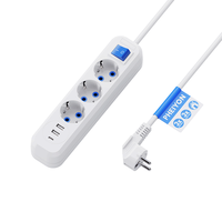 PHEIYON Regleta de 3 tomas europeas con USB-A y USB-C, 16A 3680W, con interruptor maestro de encendido/apagado, para uso hospitalario