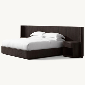 Современный роскошный комплект из массива дерева для спальни, кровать размера «King-Size», деревянная рама для кровати с открытой тумбочкой - Product Image 5