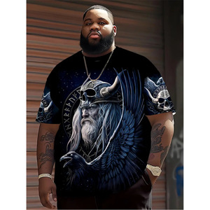 T-shirt Oversize Vintage da <span class=keywords><strong>Uomo</strong></span> con Stampa 3D Mitologia Vichinga, Girocollo, Logo, Felpa Streetwear, Top Casual Estivo, Maglietta da <span class=keywords><strong>Uomo</strong></span> - Product Image 1