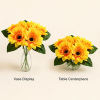 Bouquet de tournesols artificiels en soie avec vase en verre transparent pour la décoration de la maison, des mariages et des événements