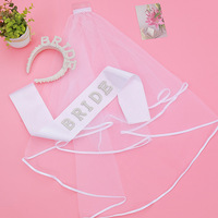 En gros, Écharpe de future mariée, Bandeau et Voile en tissu satiné avec motif Flatcar pour décorations de mariage et de fête de remise des diplômes