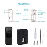 Outdoor 2MP Smart WLAN Video-Türklingel-Kamera Tuya Smart Life APP Batteriebetrieben 2-Wege-Audio-Gegensprechanlage Haussicherheits-Türklingel