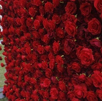 Toile de fond de mur de fleurs enroulable rouge 5D personnalisée pour décor d'événement