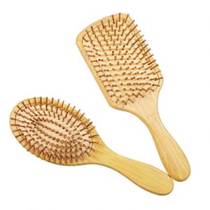 Brosse à cheveux en bambou pour cheveux longs, épais, bouclés, ondulés, secs ou abîmés, peignes en bambou pour cheveux réduisant la casse des cheveux - Product Image 5