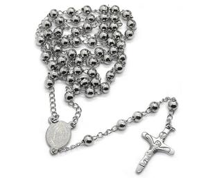 <span class=keywords><strong>Rosario</strong></span> in Acciaio Inossidabile con Perline, <span class=keywords><strong>Collana</strong></span> Religiosa Cattolica con Croce, Placcatura in <span class=keywords><strong>Oro</strong></span> e Argento - Product Image 4