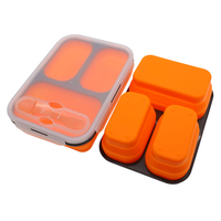 Boîte à déjeuner pliable en Silicone, conteneur de nourriture biodégradable à 3 compartiments boîte à déjeuner à Bento pour enfants