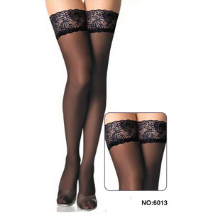 Medias sexys de encaje ancho hasta el muslo, conjunto seductor de medias negras para mujer 6013 - Product Image 1
