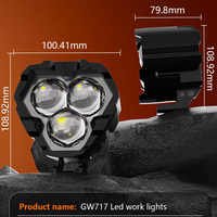 Nouveau 65W travail lumière LED IP68 étanche 9-16V projecteur conduite trois yeux lumière 4 pouces Led travail lumière 12v pour voiture