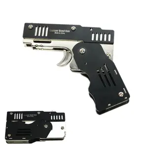 Mini Folding Can Hold The 11 Bursts rubber band gun keychain Made All Metal Guns Shooting Toy Gifts Boys Outdoor tools