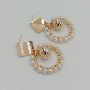 Chất lượng cao bông tai ngọc trai, 100% THIÊN NHIÊN NGỌC TRAI NƯỚC NGỌT, độ bóng cao gần tròn, lớn vòng tròn làm bằng tay - Product Image 4