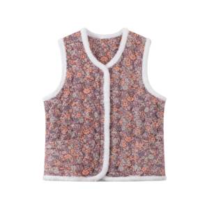 Chaleco Acolchado Floral con Ribete de Piel Blanca, Cuello en V, para Mujer de Mediana Edad, Prenda Exterior de Invierno, Elegante y Casual para Reuniones - Product Image 6