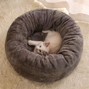 Lit pour animaux de compagnie, canapé pour chaton, coussin en peluche, lit pour animaux de compagnie quatre saisons pour chiens et chats, tapis doux, lit rond chaud pour chat - Product Image 5
