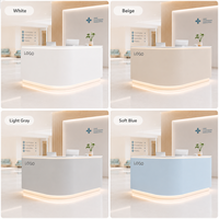 Comptoir de réception en L blanc avec éclairage LED, finition laquée piano étanche pour hôpital, hôtel, spa, Sicile côtière