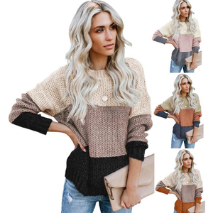 Jersey de manga larga a rayas <span class=keywords><strong>con</strong></span> cuello alto para mujer, jersey <span class=keywords><strong>con</strong></span> textura de red, suéteres cálidos para mujer - Product Image 1