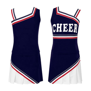 <span class=keywords><strong>Costume</strong></span> de pom-pom girl <span class=keywords><strong>bleu</strong></span> sublimé avec logo personnalisé, conception professionnelle, créez votre propre uniforme de pom-pom girl, uniforme de pom-pom girl pour femmes - Product Image 4