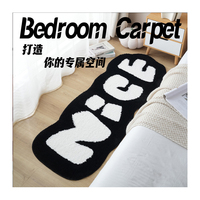 Tapis moelleux antidérapant à poils longs pour chambre d'enfant, tapis de salon doux et moelleux, tapis de zone noir et blanc