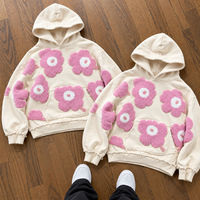 Sweat à capuche unisexe surdimensionné 330 GSM en mélange de coton, logo personnalisé, vente en gros, pull-over, streetwear floral, imperméable
