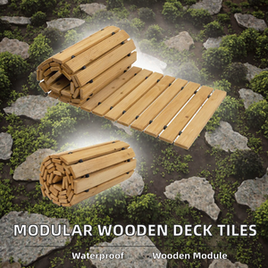 Dalles de terrasse modulaires en bois personnalisées, emboîtables, pour allées droites et courbes, tapis de chemin pour jardin, patio, extérieur - Product Image 2