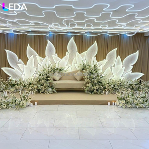 LEDA Custom Luxury Indoor Wedding Party Stage LED <b>Arch</b> Leaf-shaped Metal Large Background for Banquet - Product Image 1